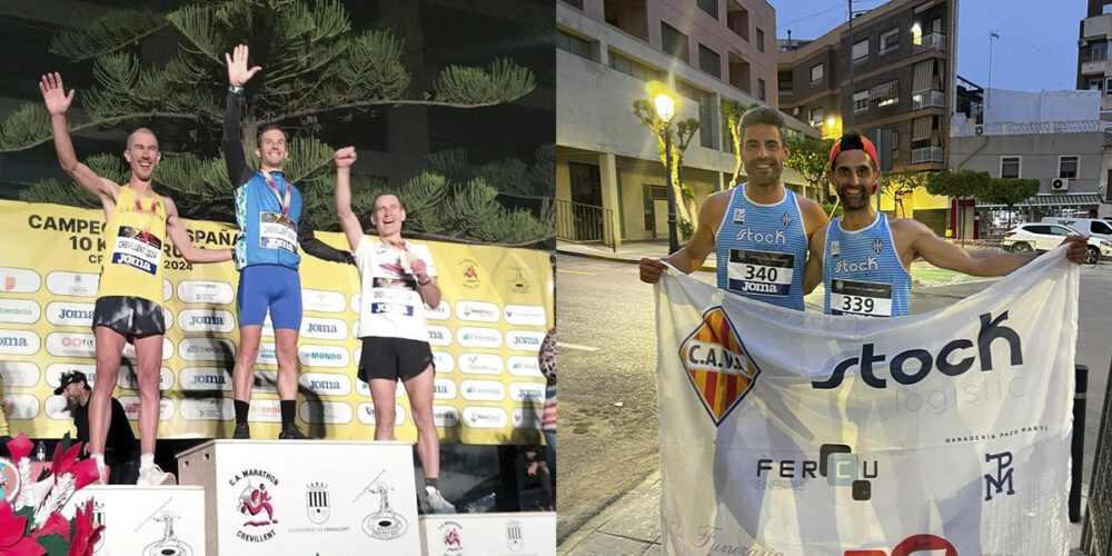 Isidro Tormo y Nacho Pastor celebrando su triunfo en el Campeonato de España 10K
